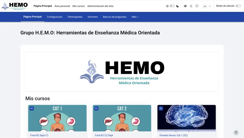 Branded Spanish-language Moodle with the course catalogue